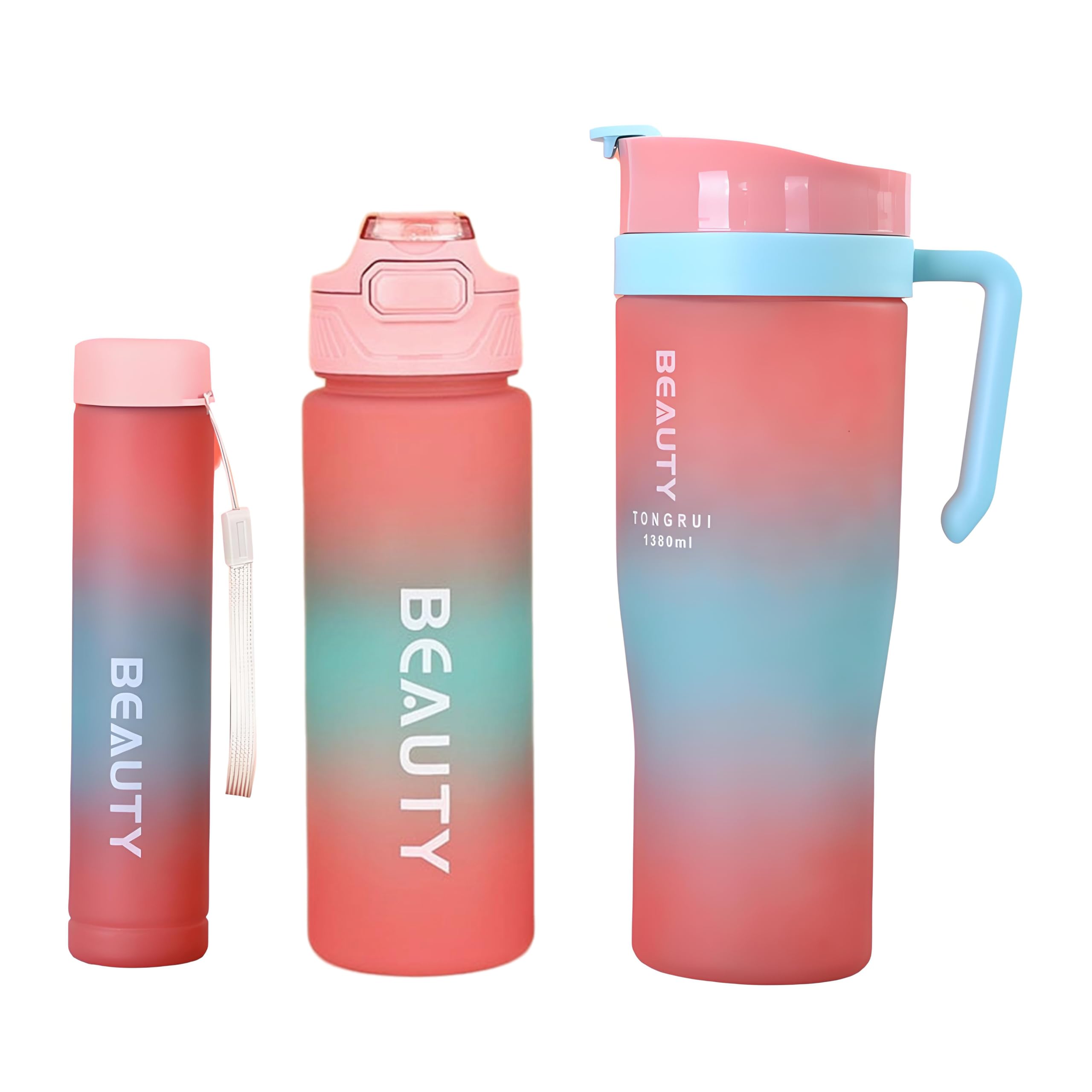 Amazon | MYEEDA 水筒 3個セット ストロー付きタンブラー メモリ